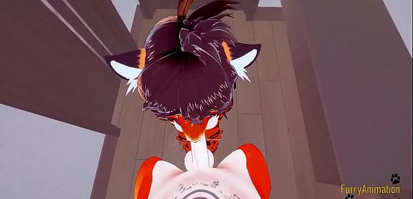 Furry Hentai 3D - POV Tigress blowjob and gets fucked by fox - Japanese manga anime yiff cartoon porn